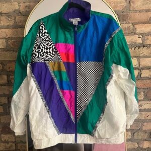 Vintage Sunterra Colorblock Retro Zip Up Windbreaker